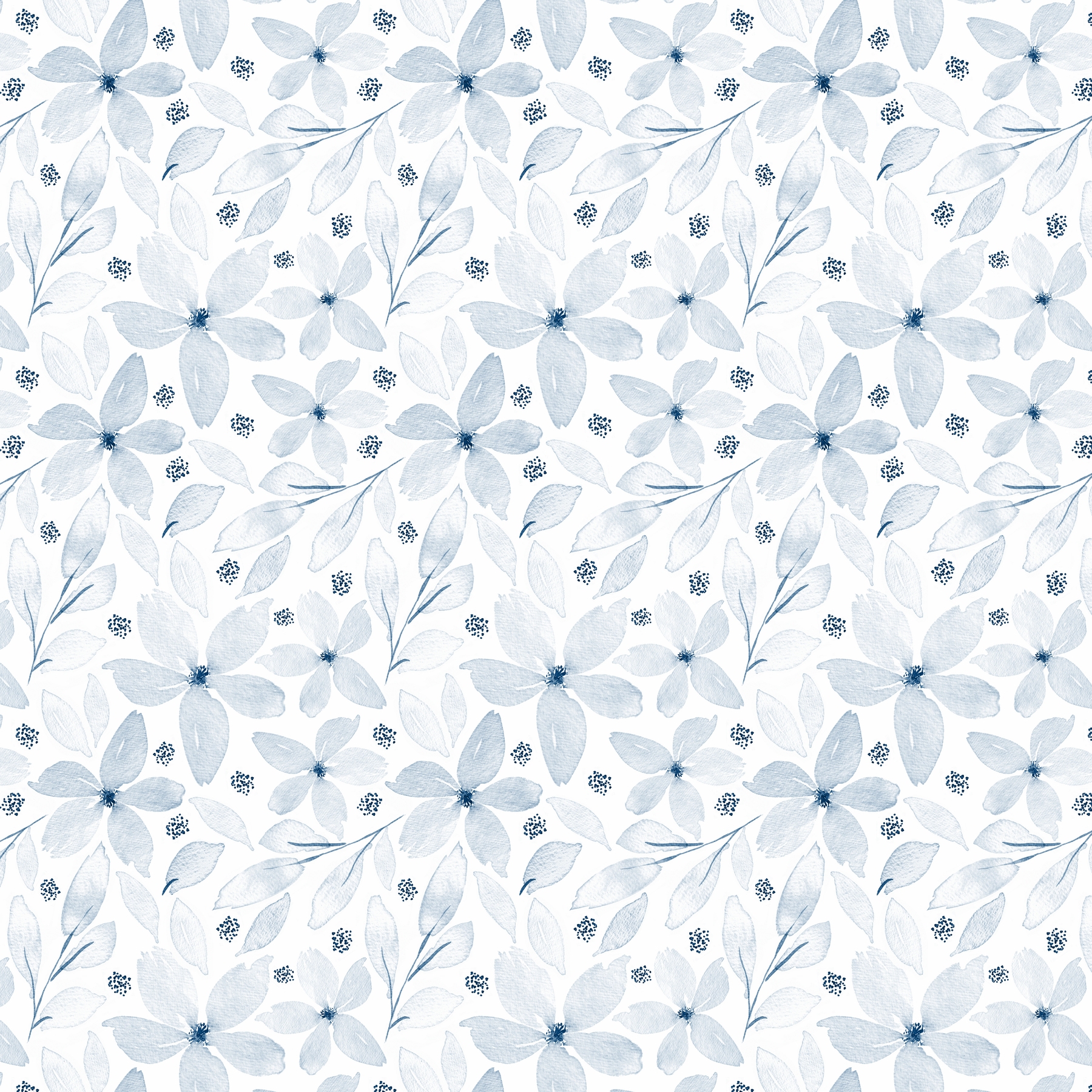 Light Blue Ink Floral Pattern Wallpaper - Buy Online | Happywall