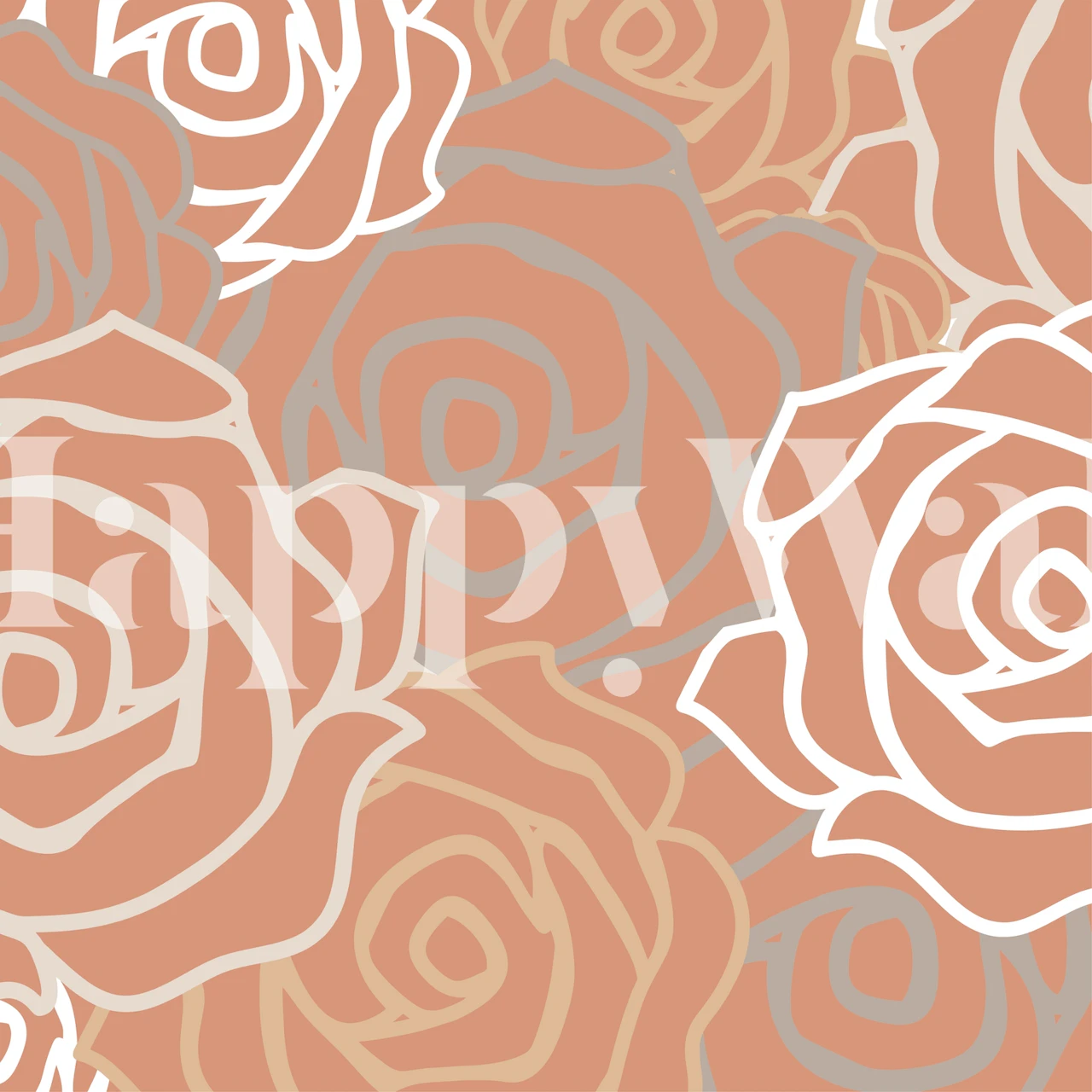 Design de papier peint Rust Orange Rose Grid dans une pièce