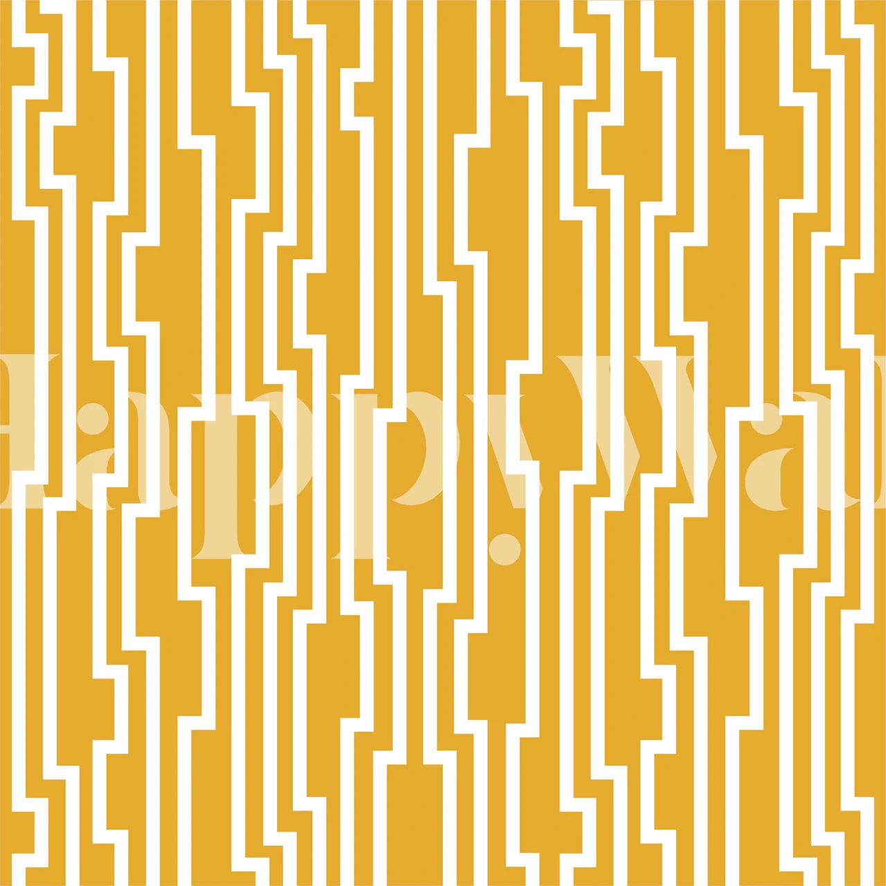 Saffron Yellow och vit damast tapet i ett rum