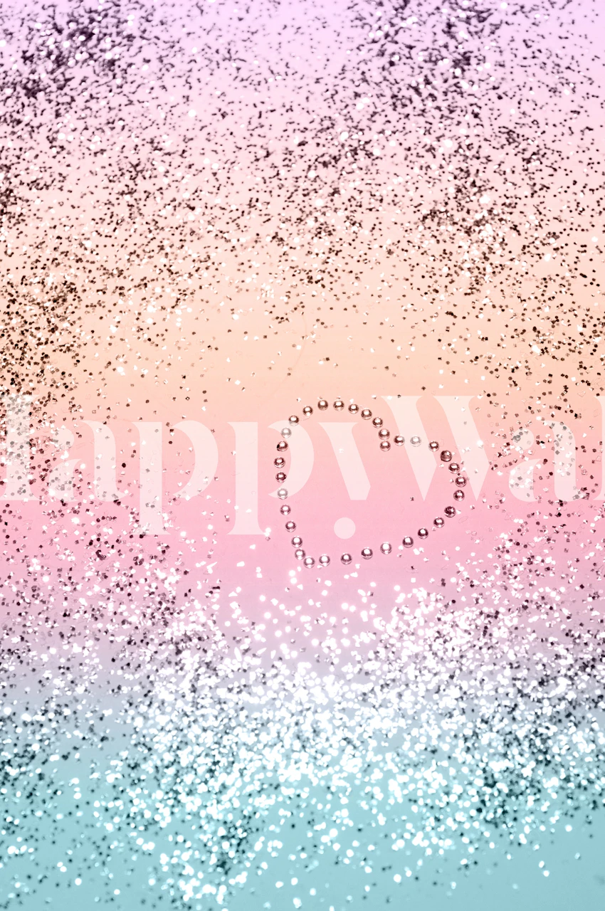 Summer Unicorn Glitter Heart wallpaper in een kamer