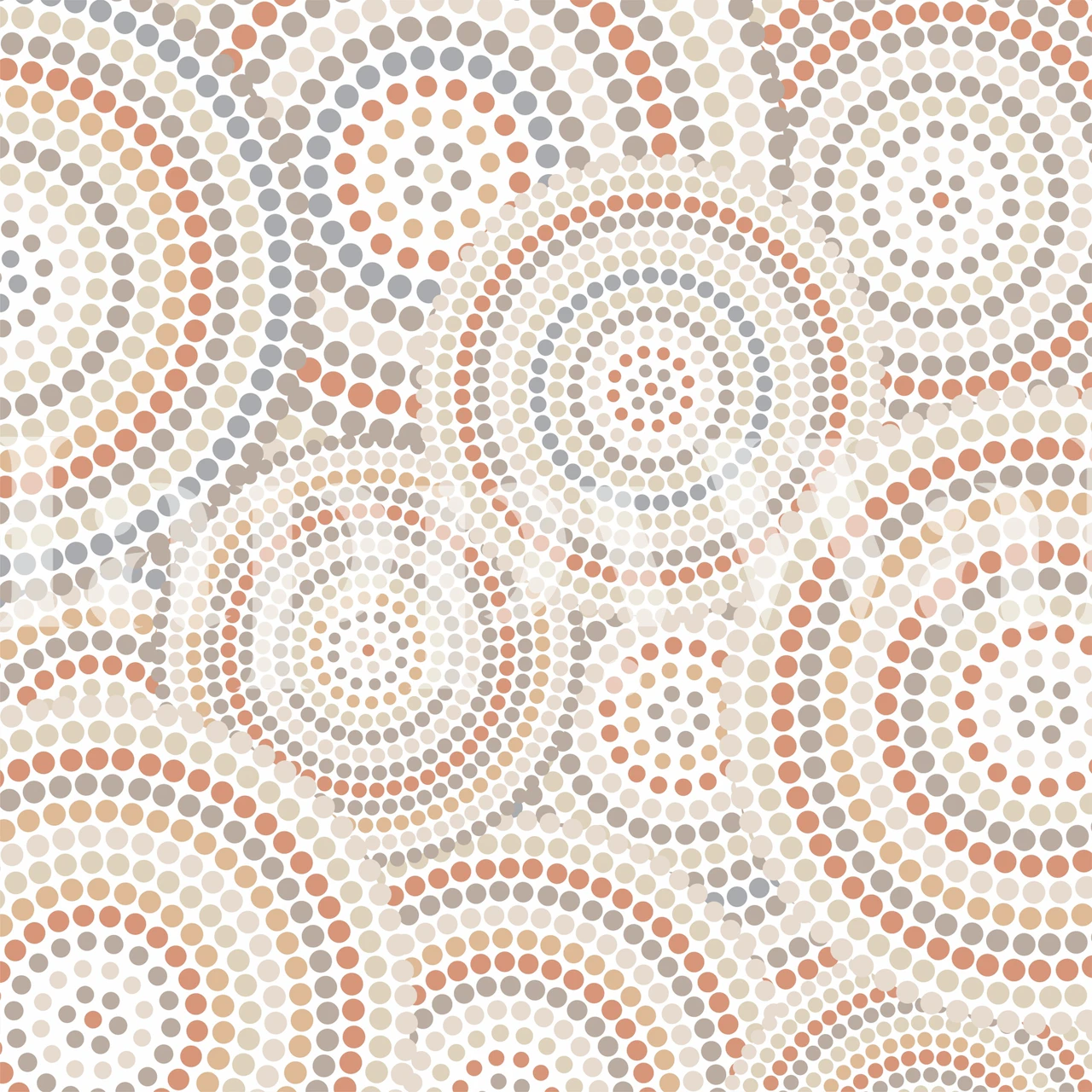Geometric abstract circles in beige, orange, and gray wallpaper