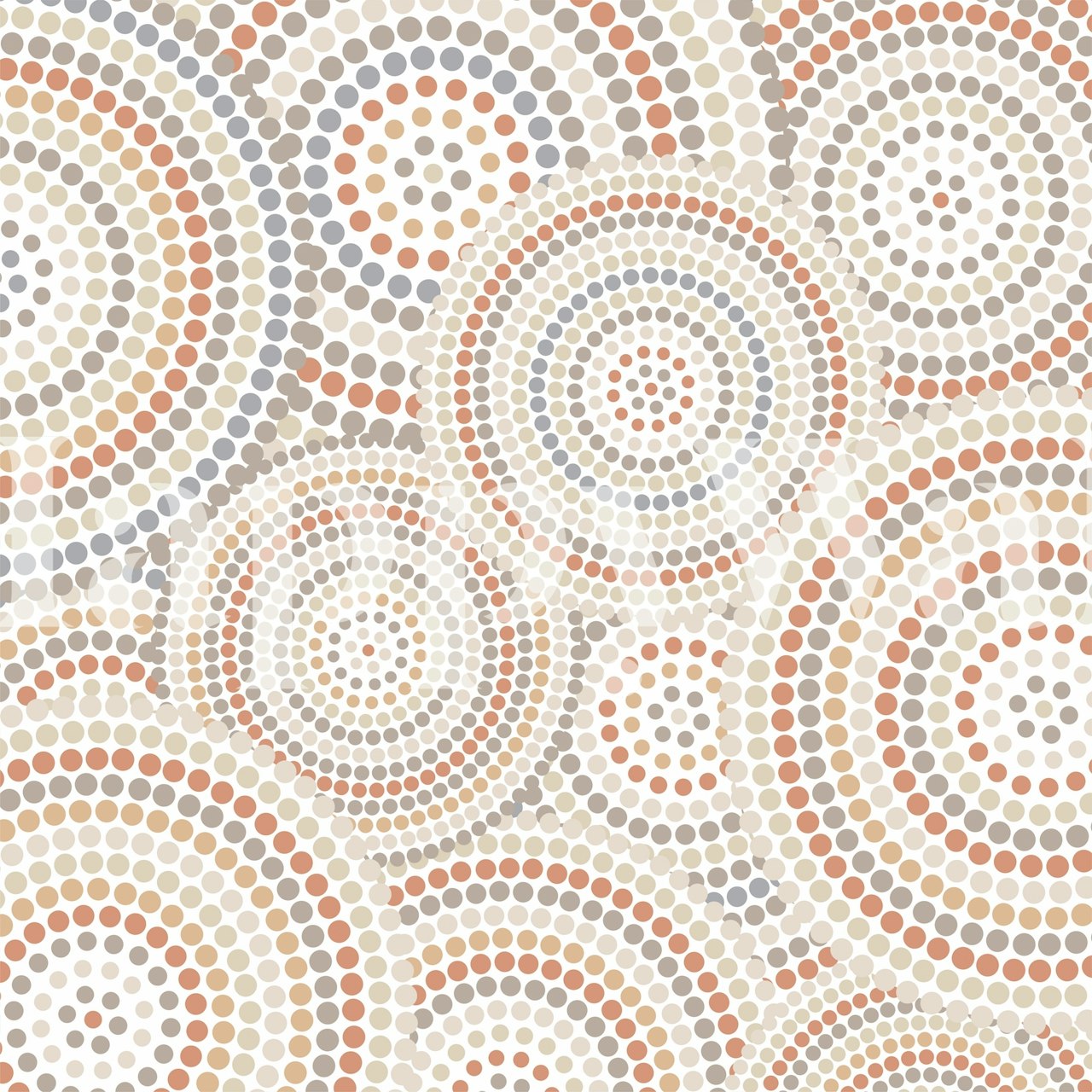 Geometric abstract circles in beige, orange, and gray wallpaper