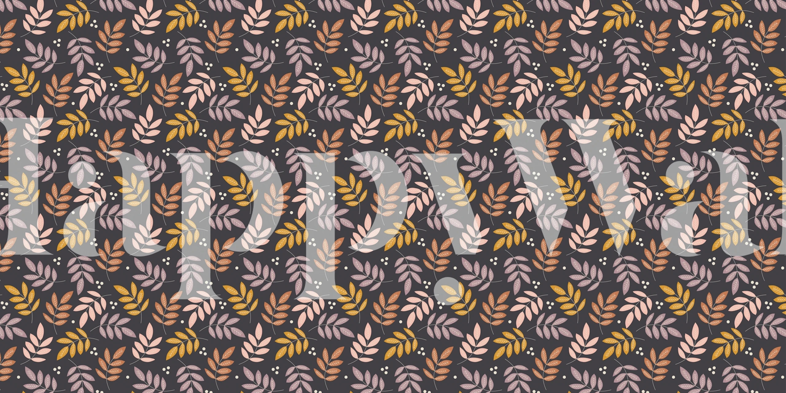 Aesthetic wall mural of leaves falling against a deep midnight background, perfect for interior decor.