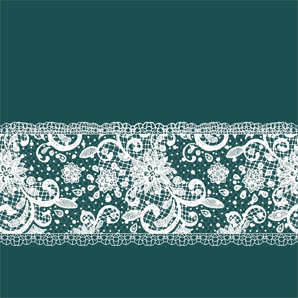 Emerald Green White Lace Line
