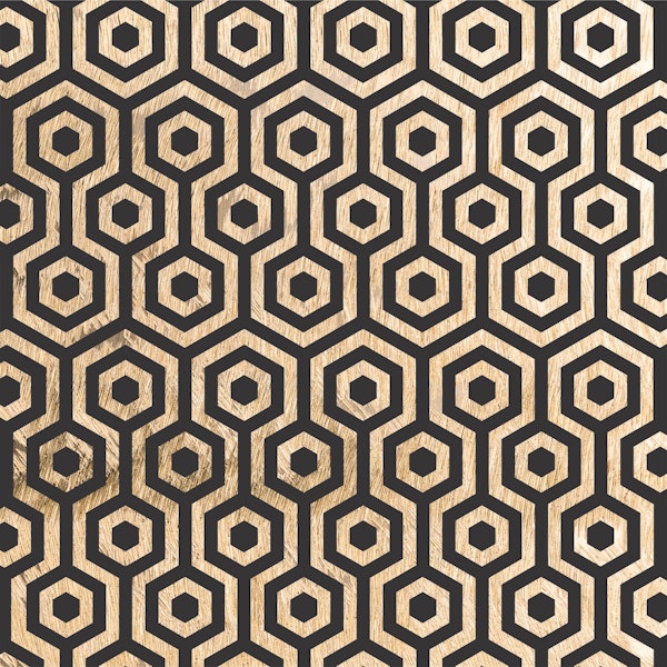 Wood Texture Hexagon Damask