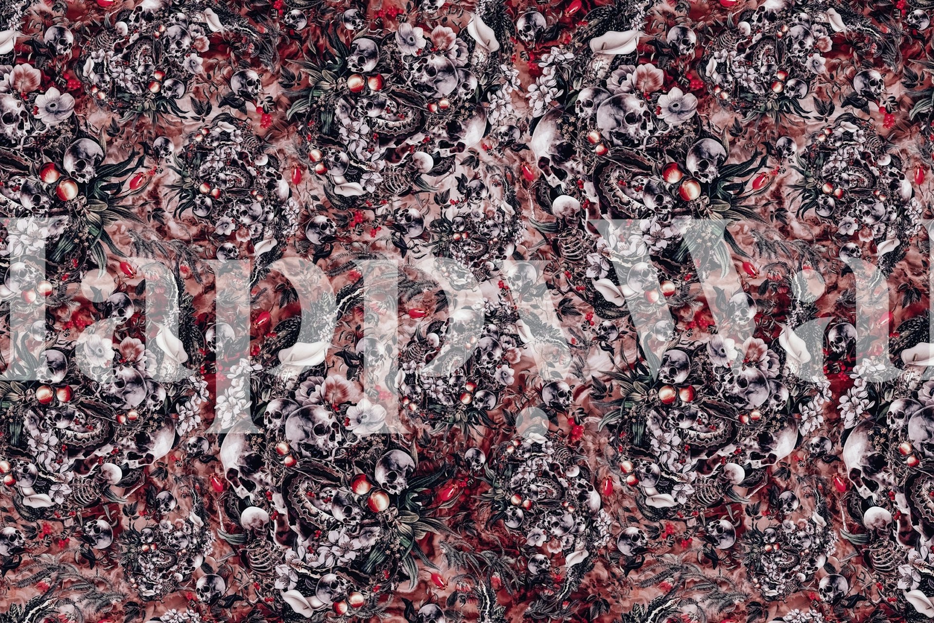 Carta da parati Skull Storm mostrata in una stanza