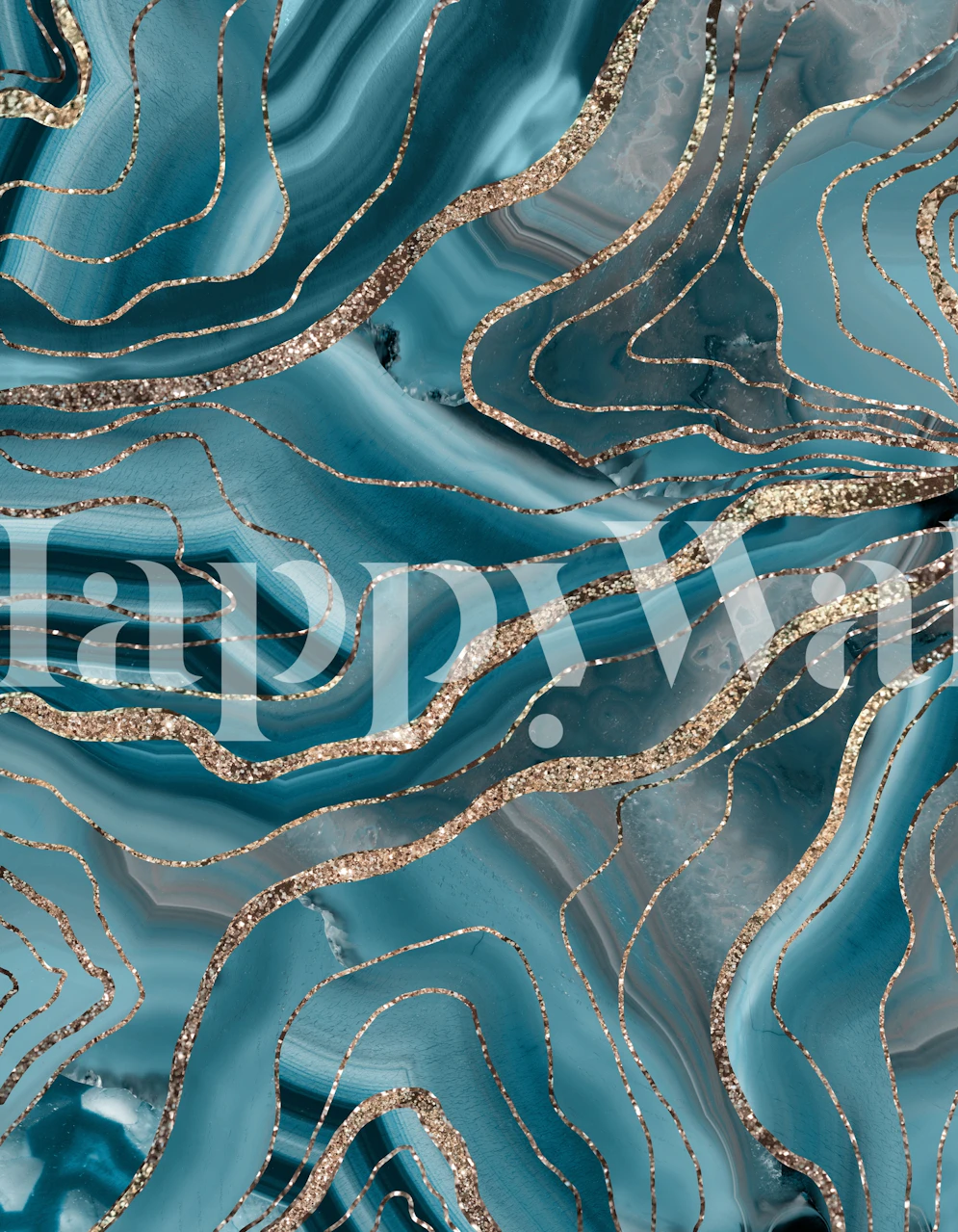 Blue gray agate patterns with gold glitter accents wallpaper