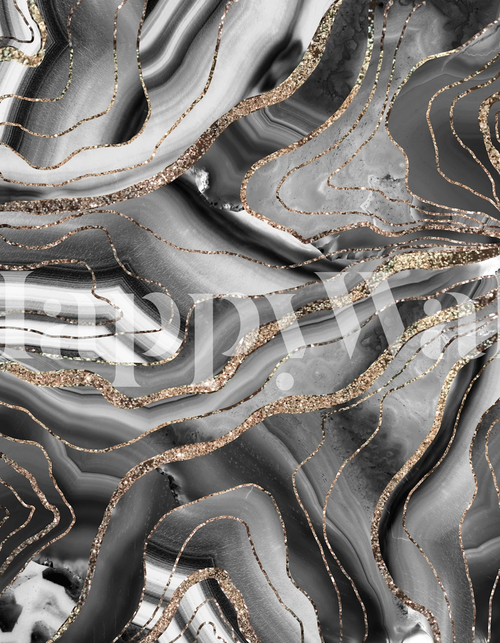 Papel de parede Gray Agate Gold Glitter em um quarto