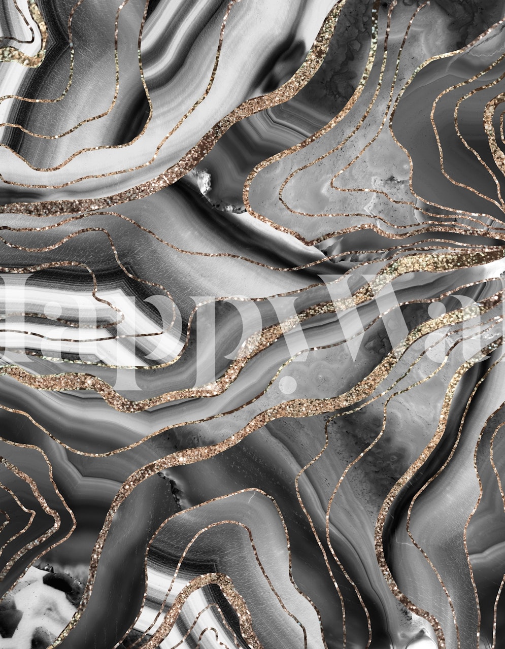 Gray Agate Gold Glitter tapetti huoneessa