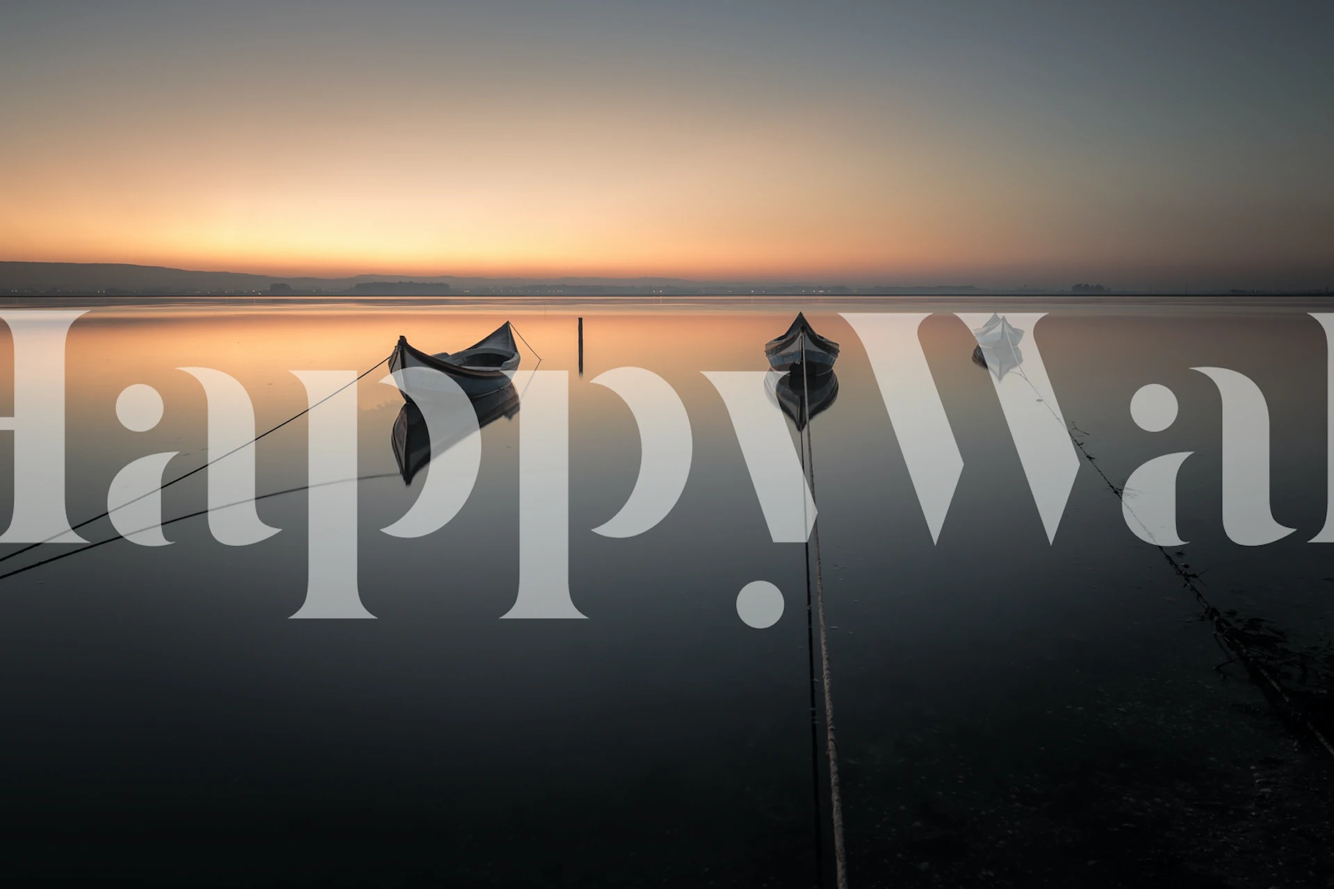 Tranquil boats au lever du soleil papier peint