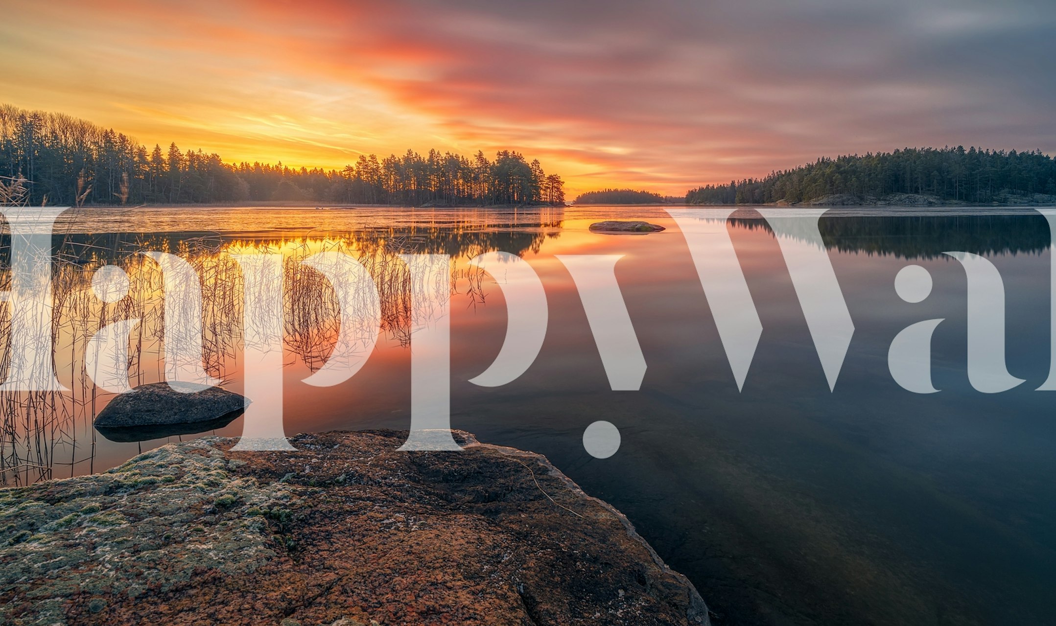 Tranquil Vättern Lake at dawn with pastel skies mural
