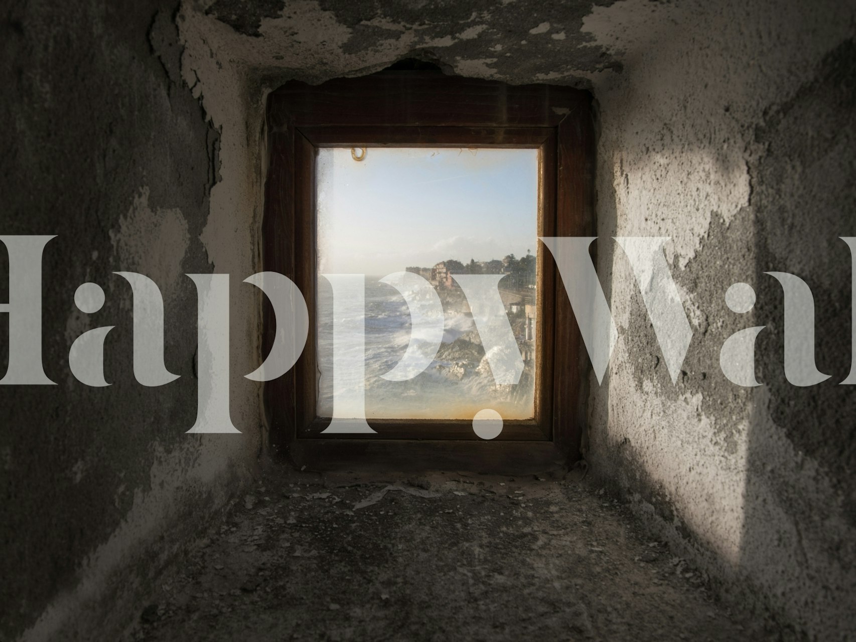 Coastal view wall mural with ocean and coastline colors