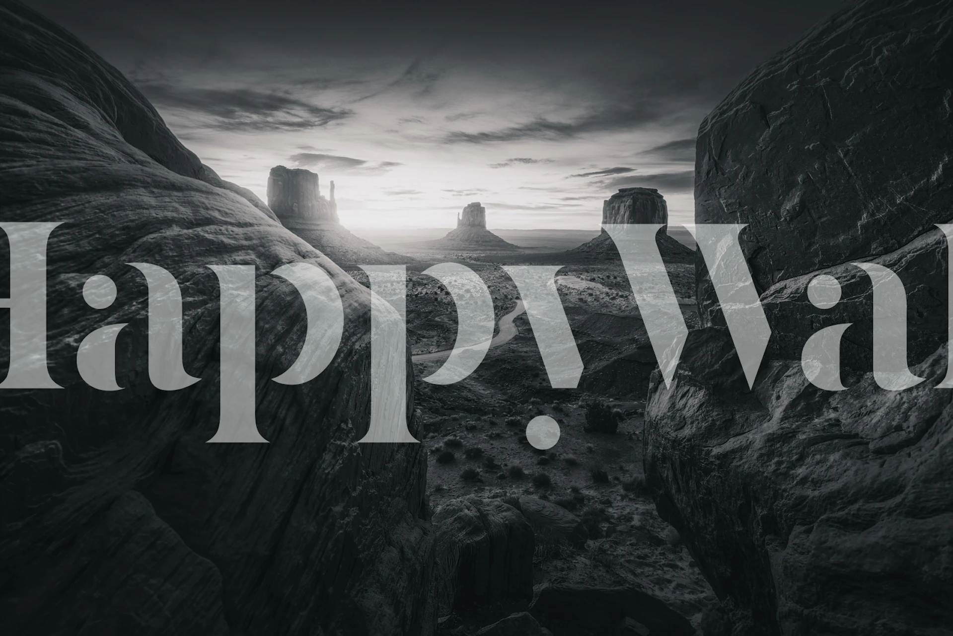 Black and white desert landscape wallpaper