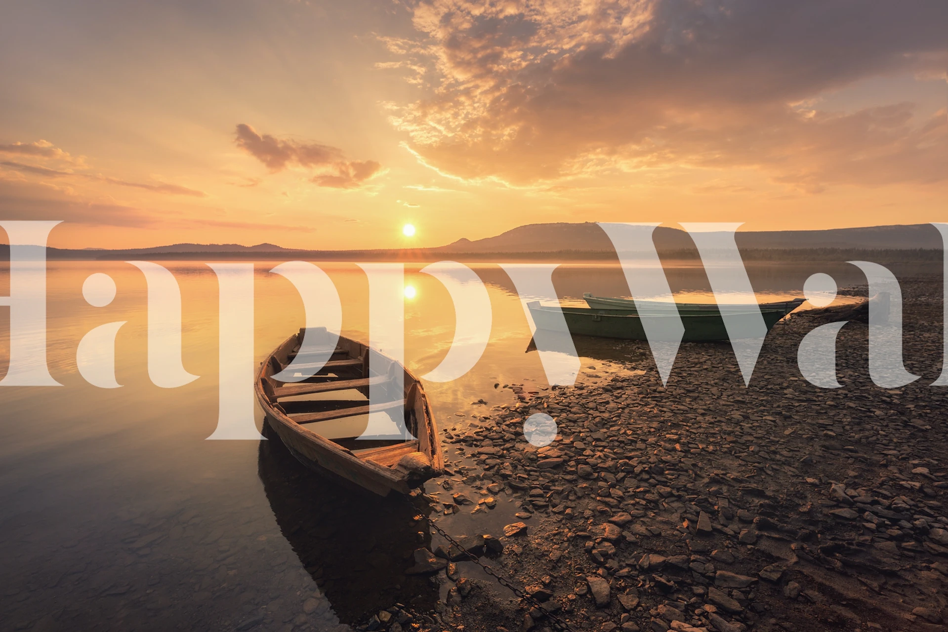 Tapeta se záběrem na západ slunce s loděmi