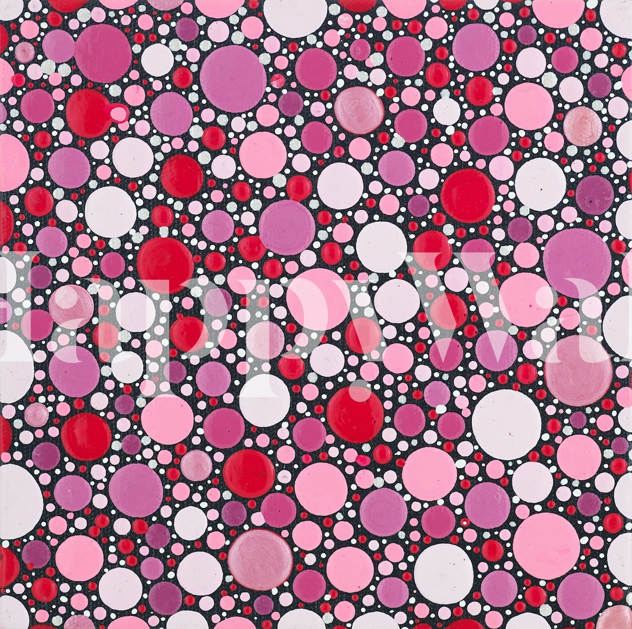 Papier peint Pink Heav avec motif de cercles colorés