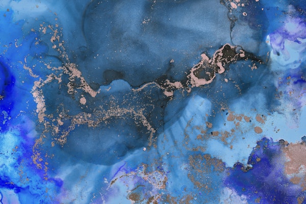 Alcohol Ink Art Blue Turquoise