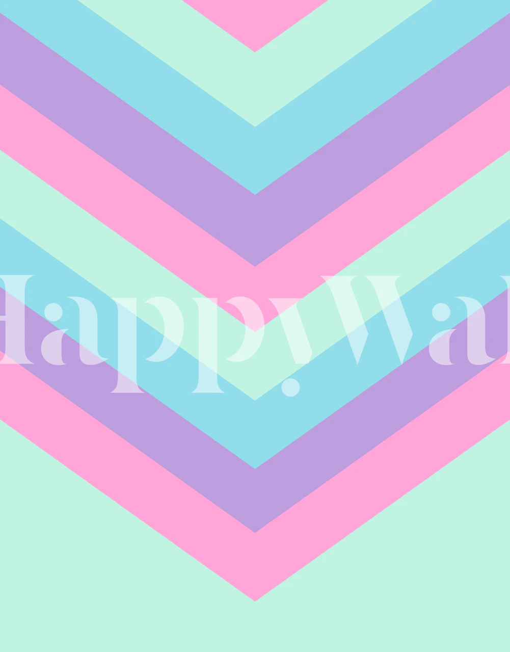 Pastel chevron pattern wall mural in shades of blue, pink, and mint green