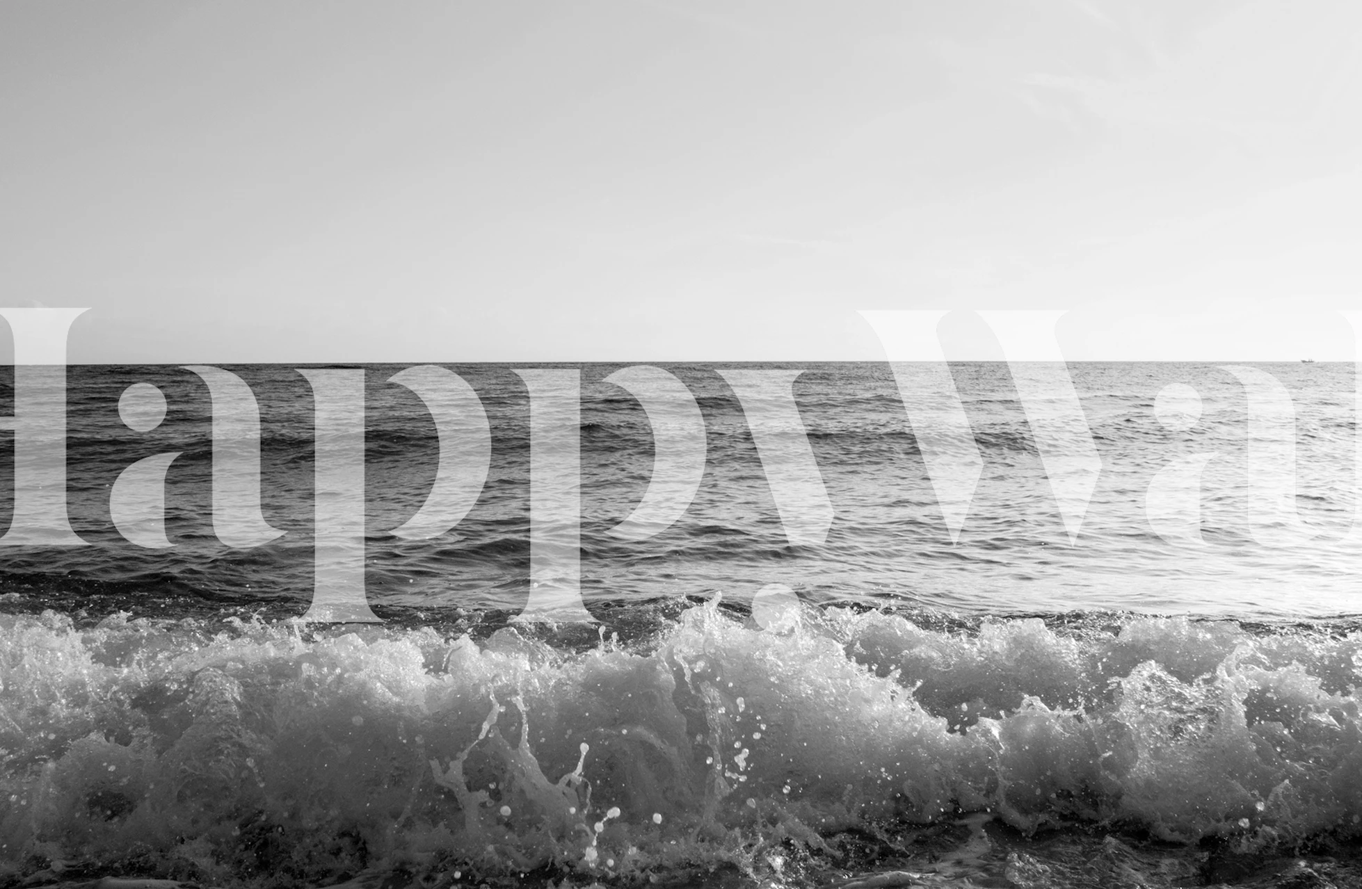 Black and white ocean waves pattern wallpaper