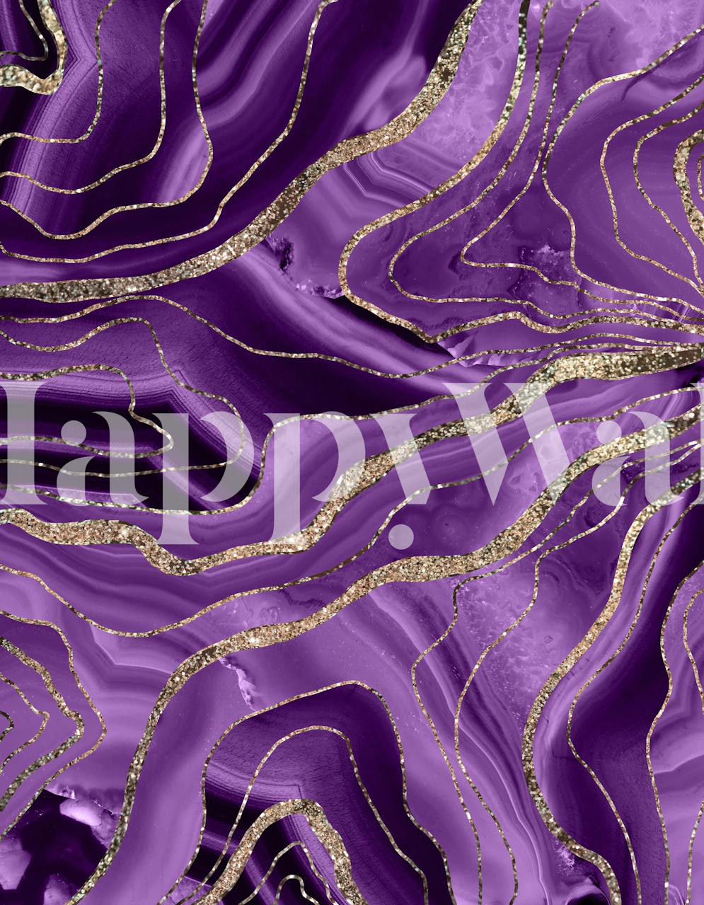 Purple and gold glitter marbled wallpaper
