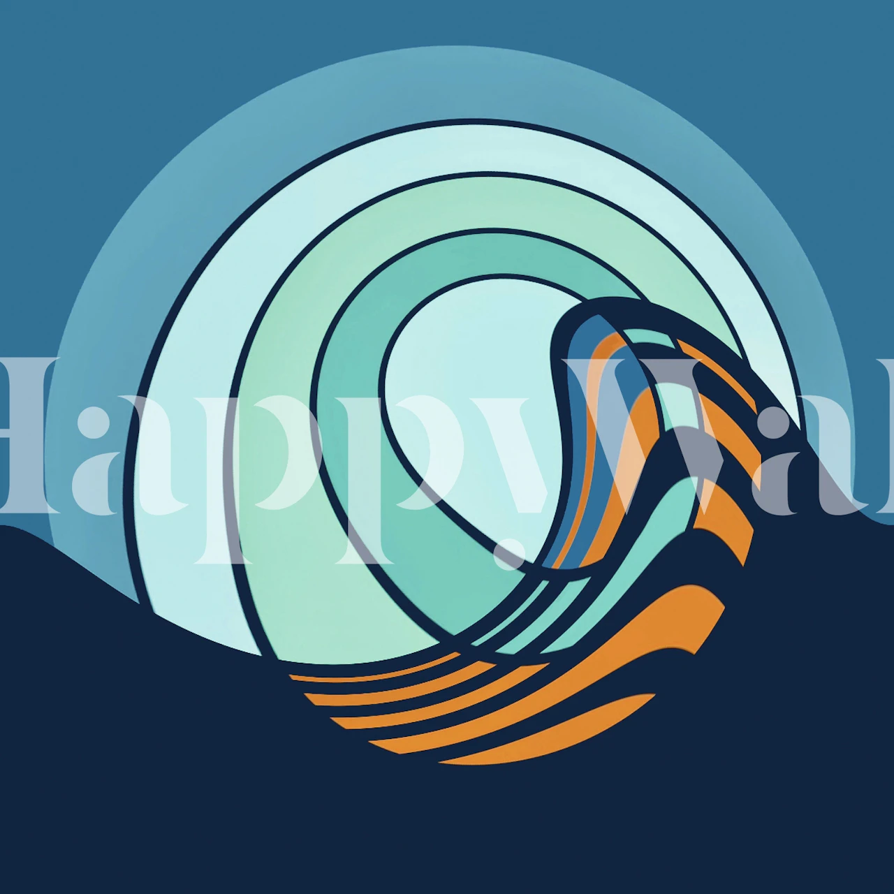 Papier peint mural Vagues océaniques stylisées au crépuscule