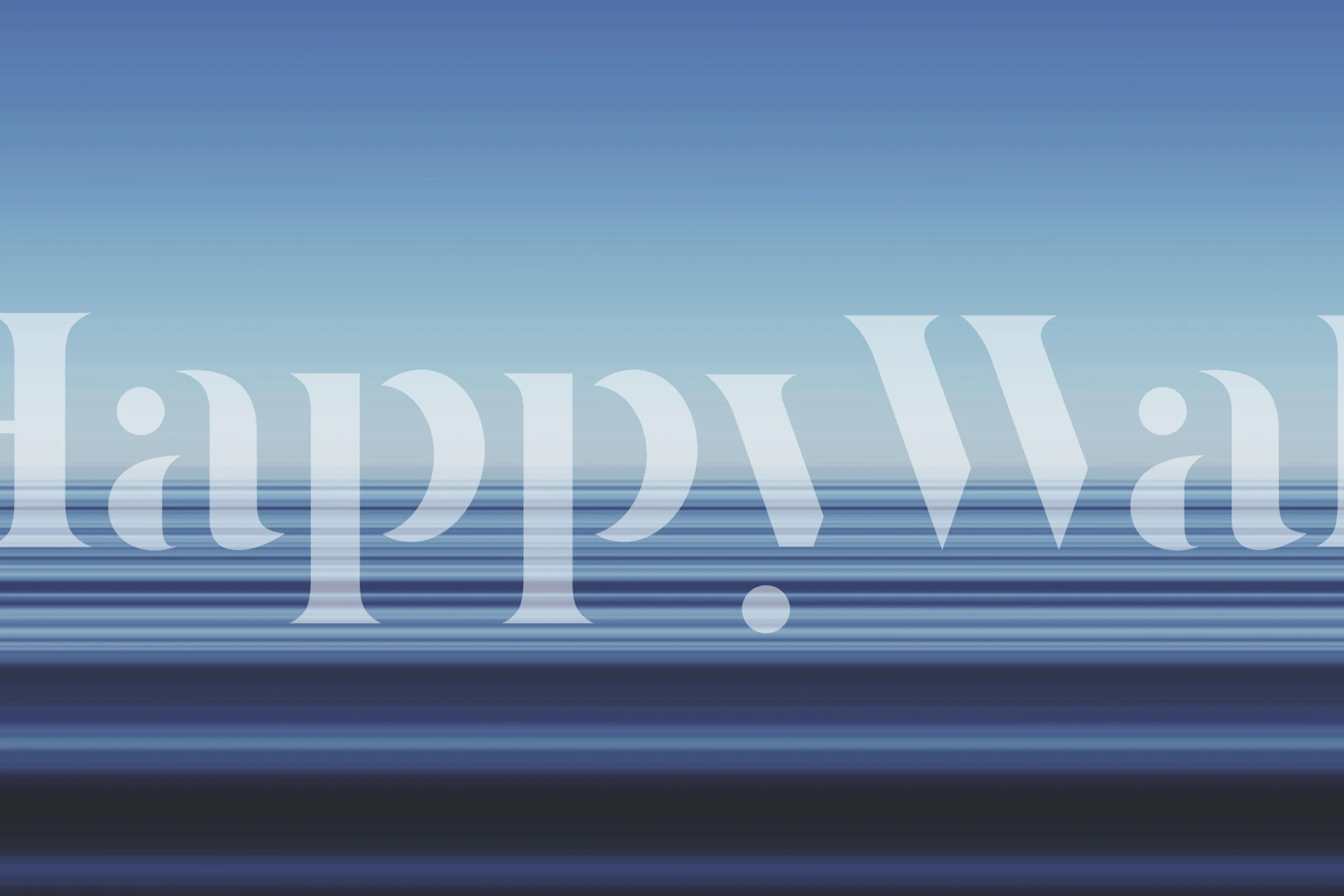 Abstract seascape wall mural with horizontal blue lines representing Playa des Ses Illetes