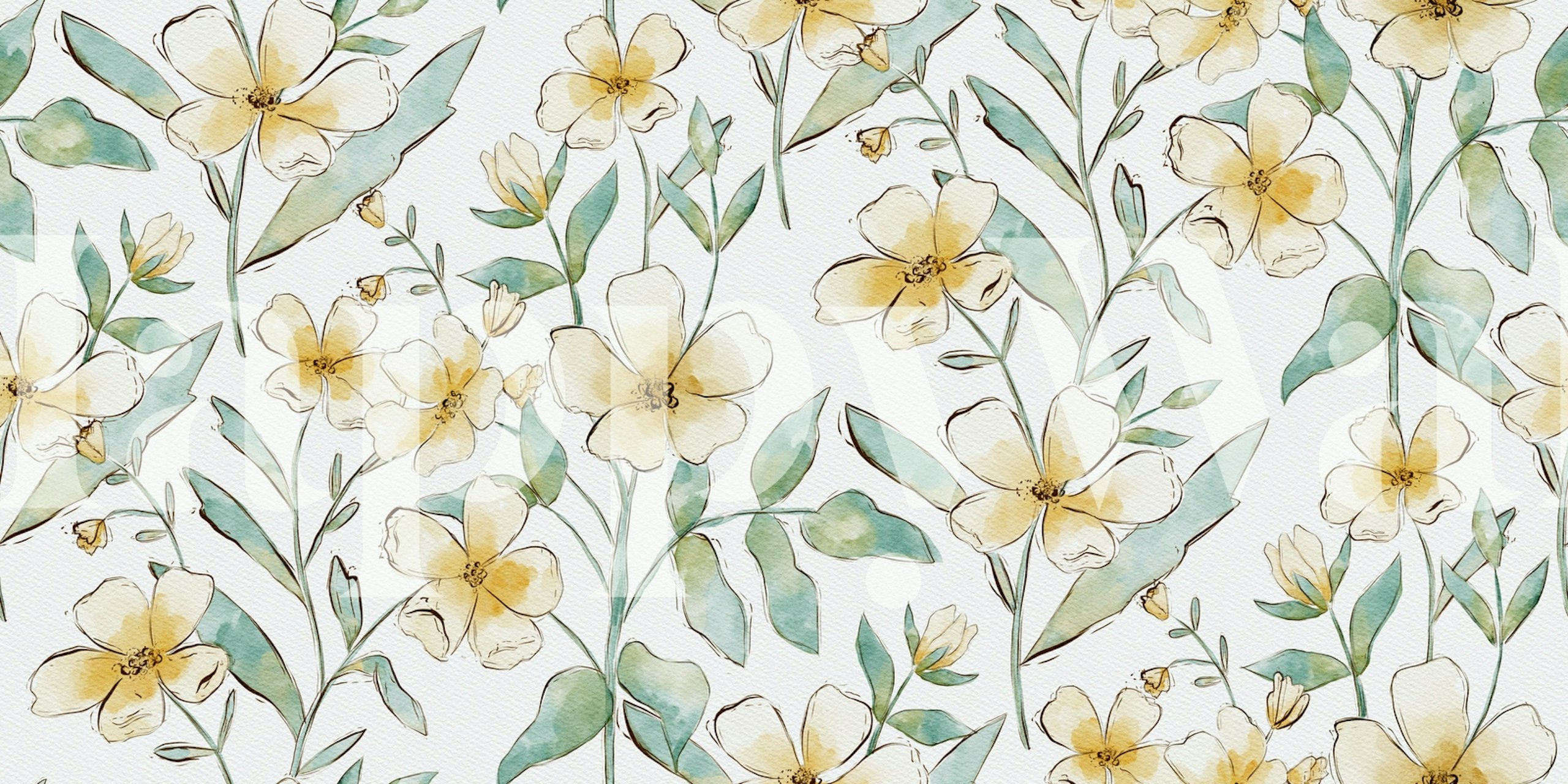 Delicate watercolor flowers wallpaper design