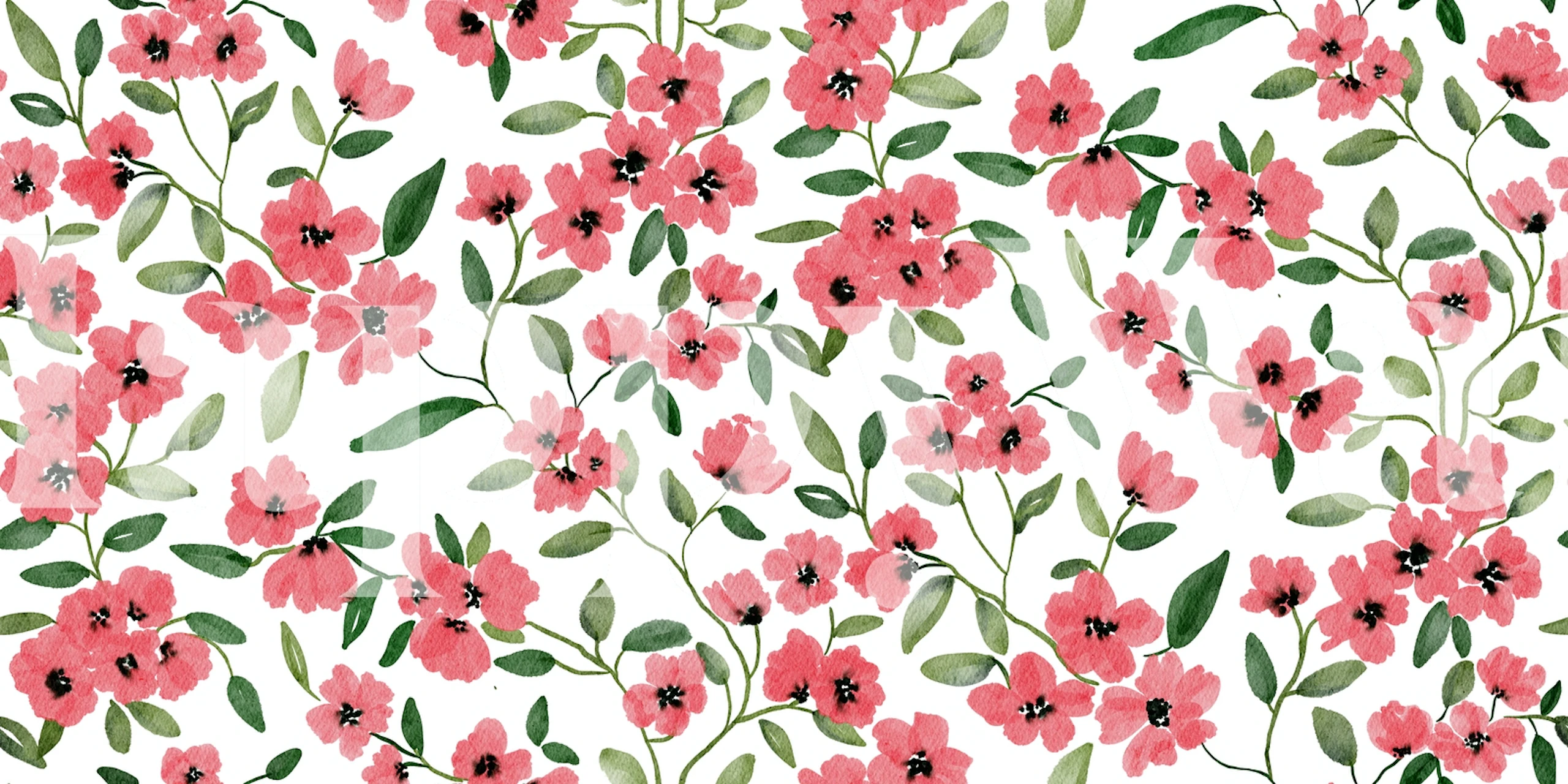 Bright pink wildflowers with green leaves wallpaper