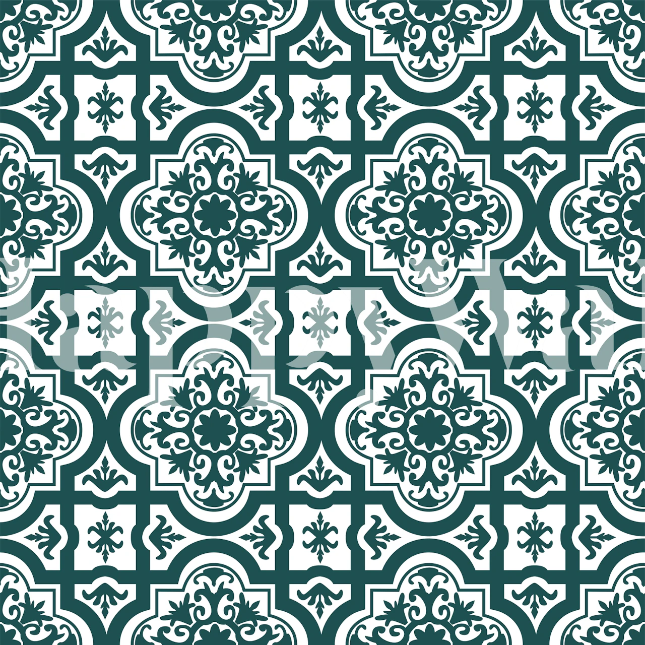 Emerald Green White Alhambra tapetti huoneessa