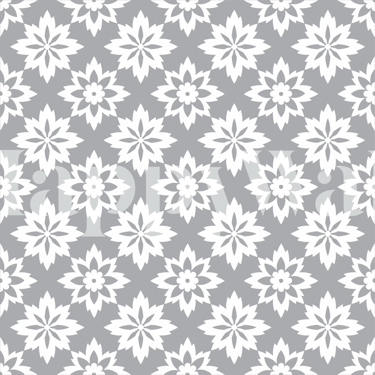 Stone grey flower pattern wallpaper in a room