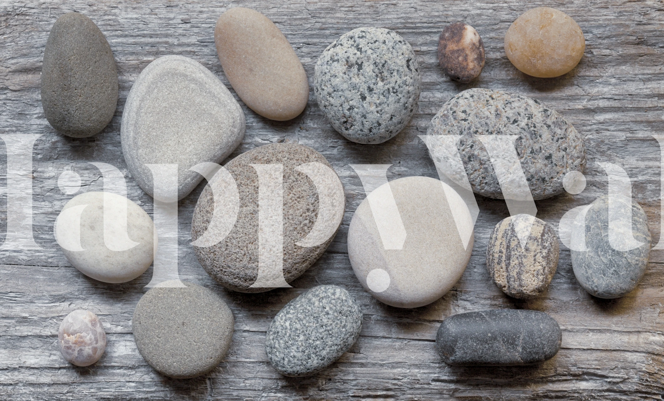 Papier peint Smooth Grey Pebble Selection dans une pièce