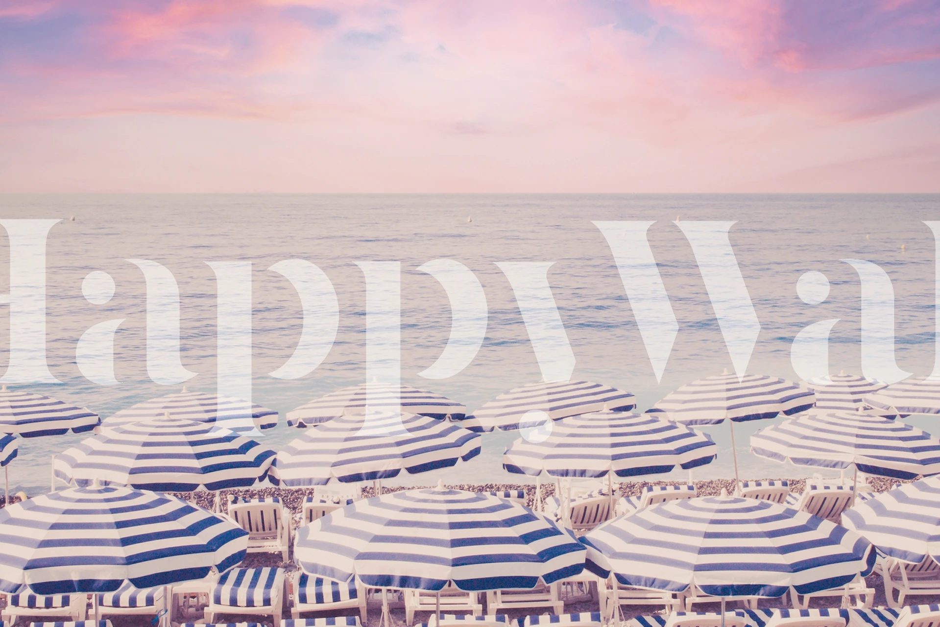 Vaaleanpunainen auringonlasku taustakuva ranta-aurinkovarjoilla