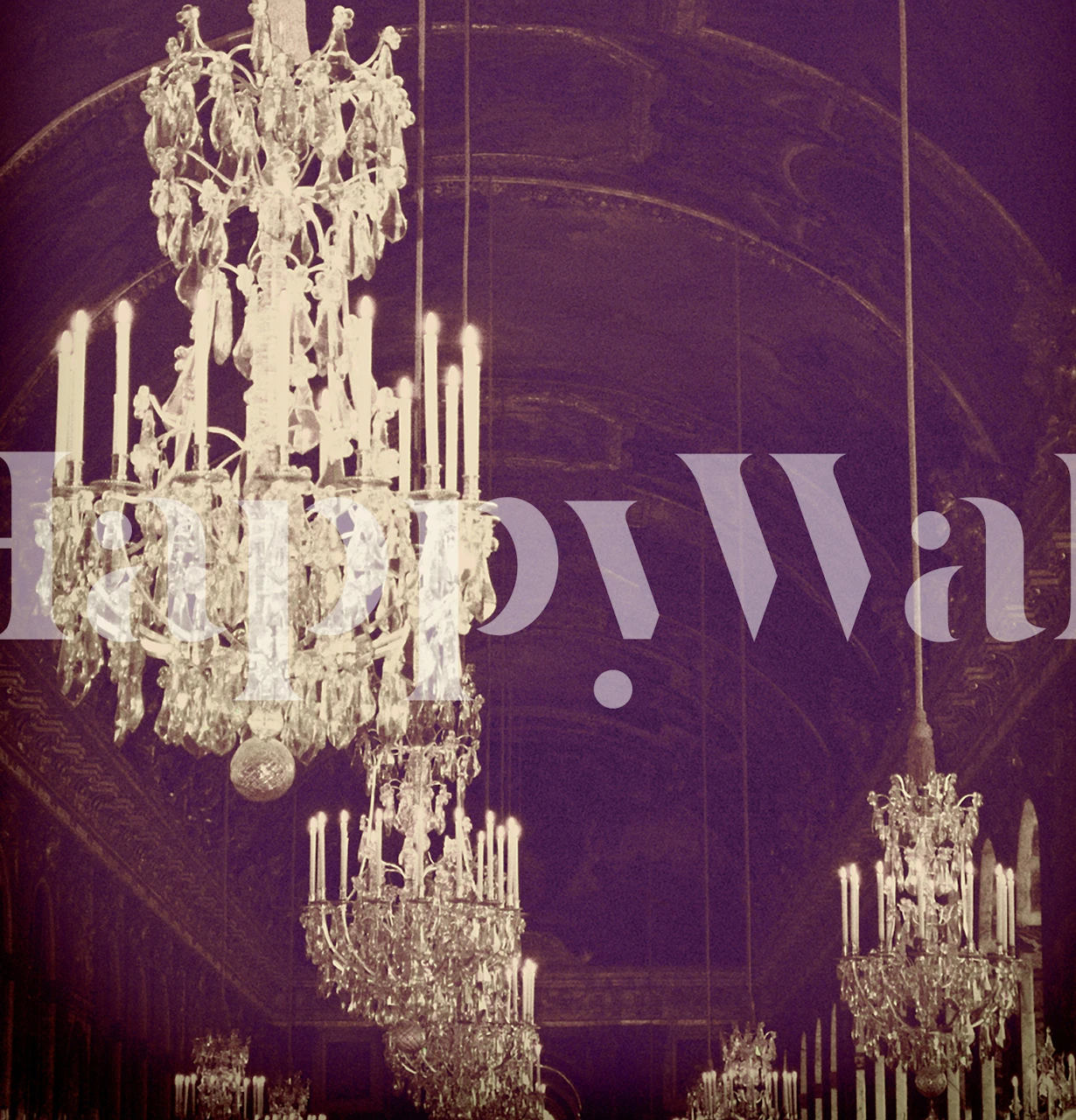 Chandelier in purple hues with crystal accents wallpaper