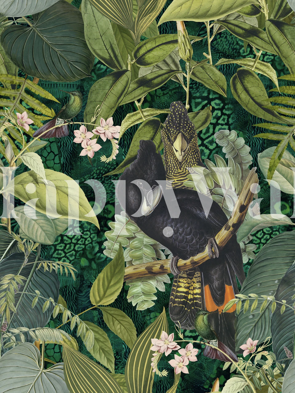 Cockatoo Jungle Friends wallpaper in a room