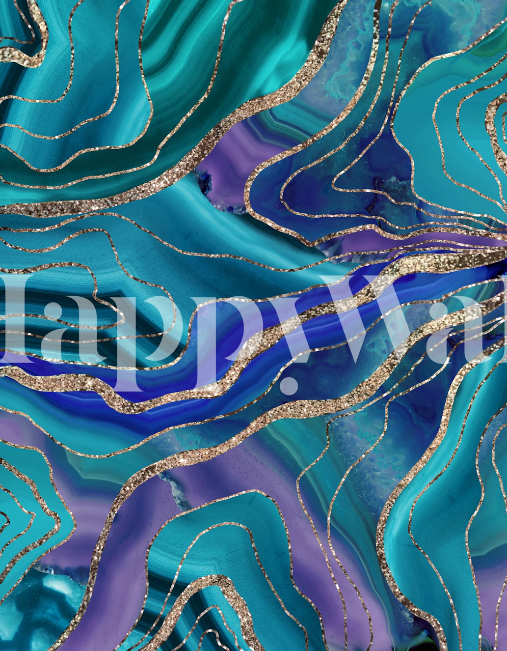 Purple Teal Blue Agate tapet i et rom