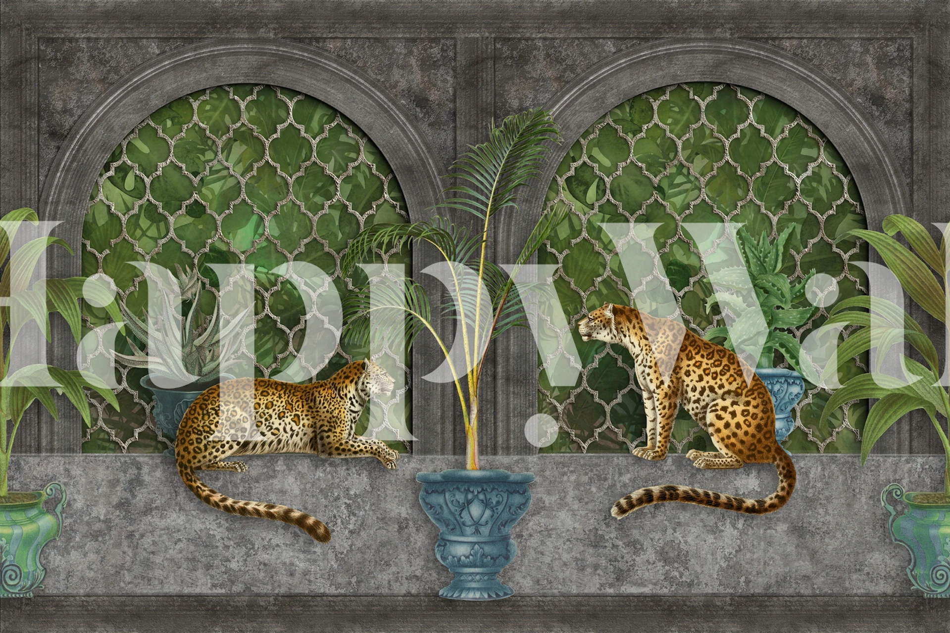 Design della carta da parati Lost Jungle Palace nella stanza