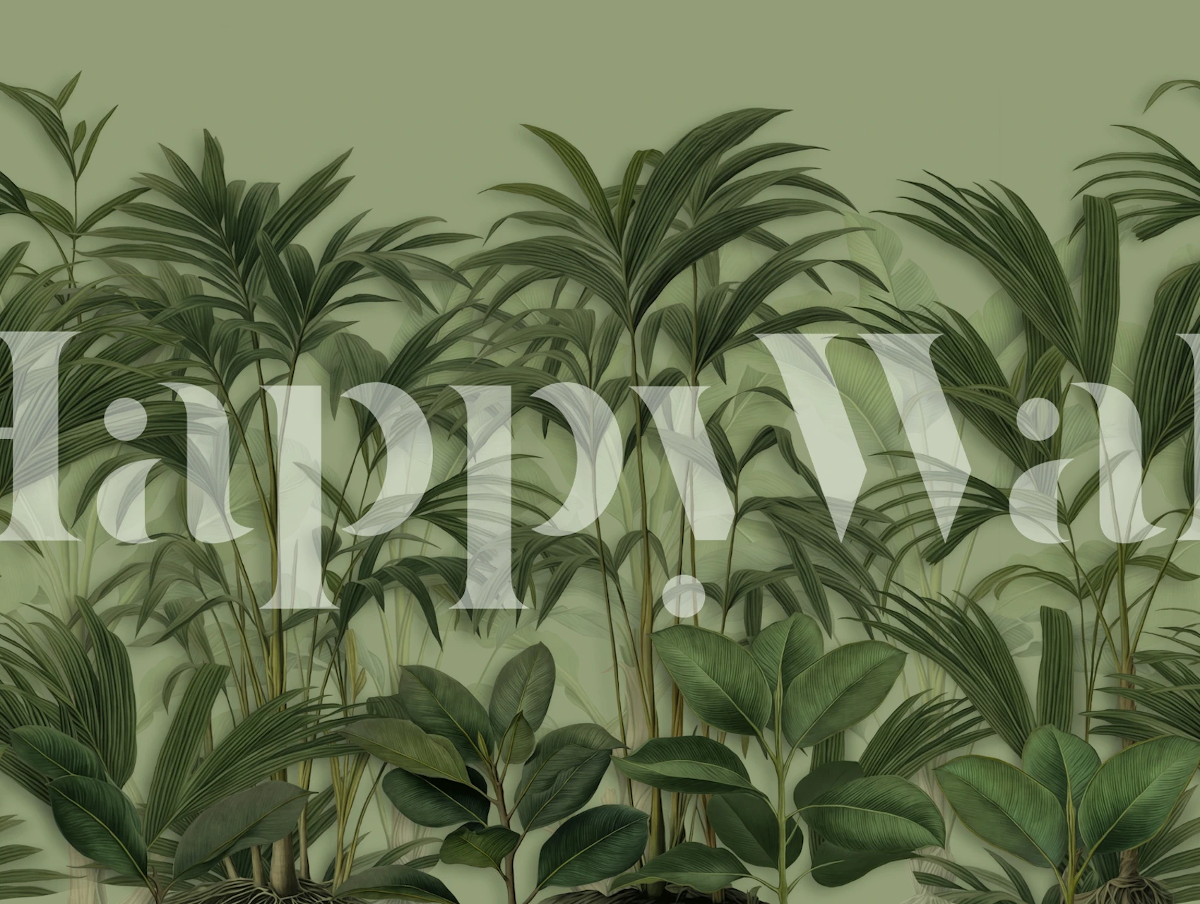 Lush tropical leaves in various greens wall mural