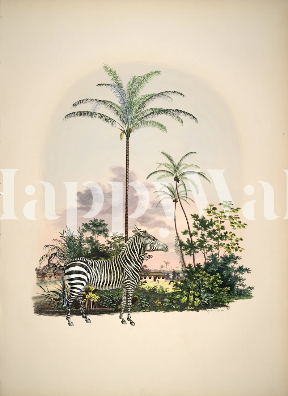 Zebras Wild Paradise behang in een kamer