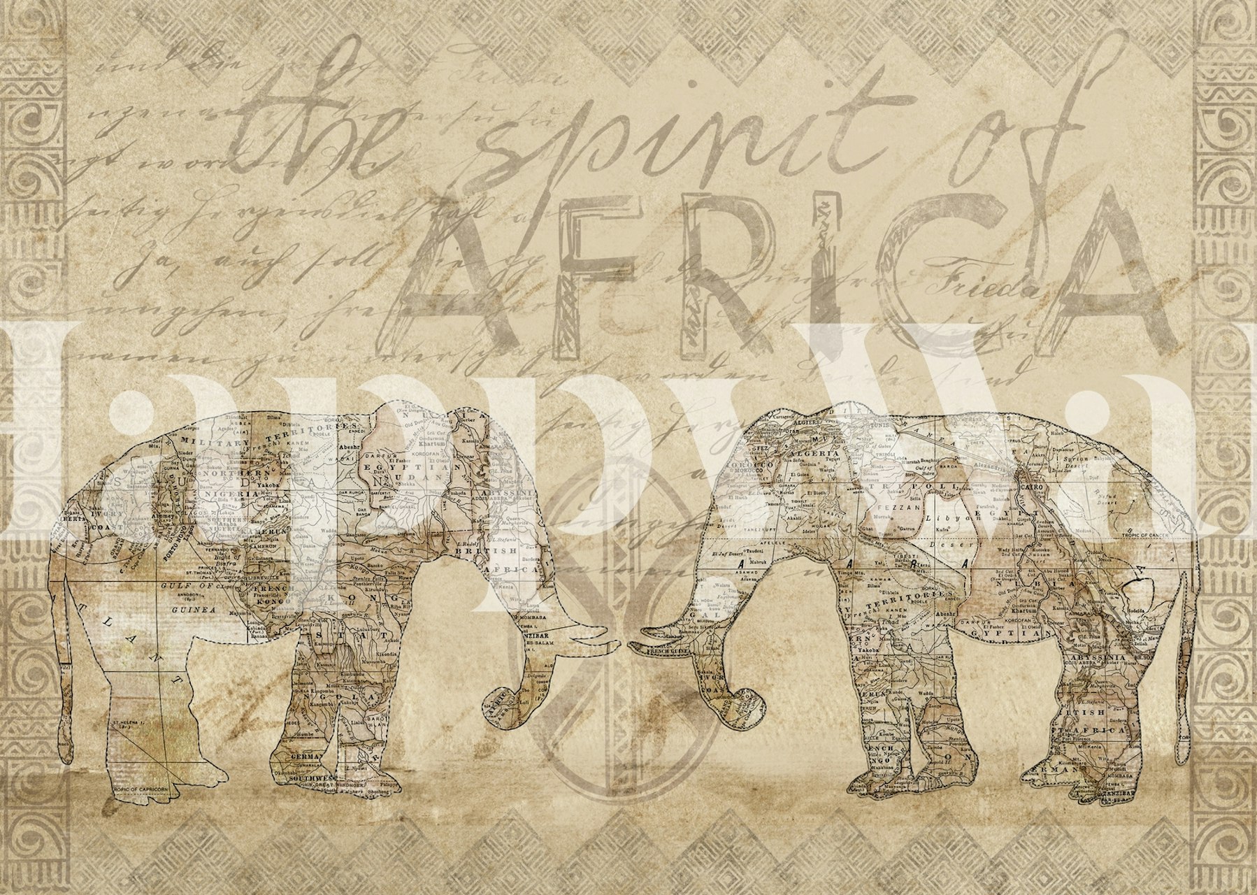 Ταπετσαρία Spirit of Africa με ελέφαντες