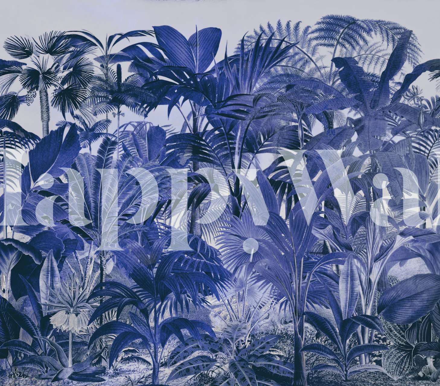 Tropical foliage in blue tones wallpaper