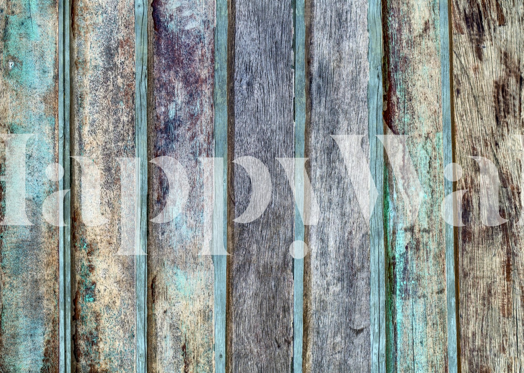 Carta da parati Weathered Wooden Planks in una stanza