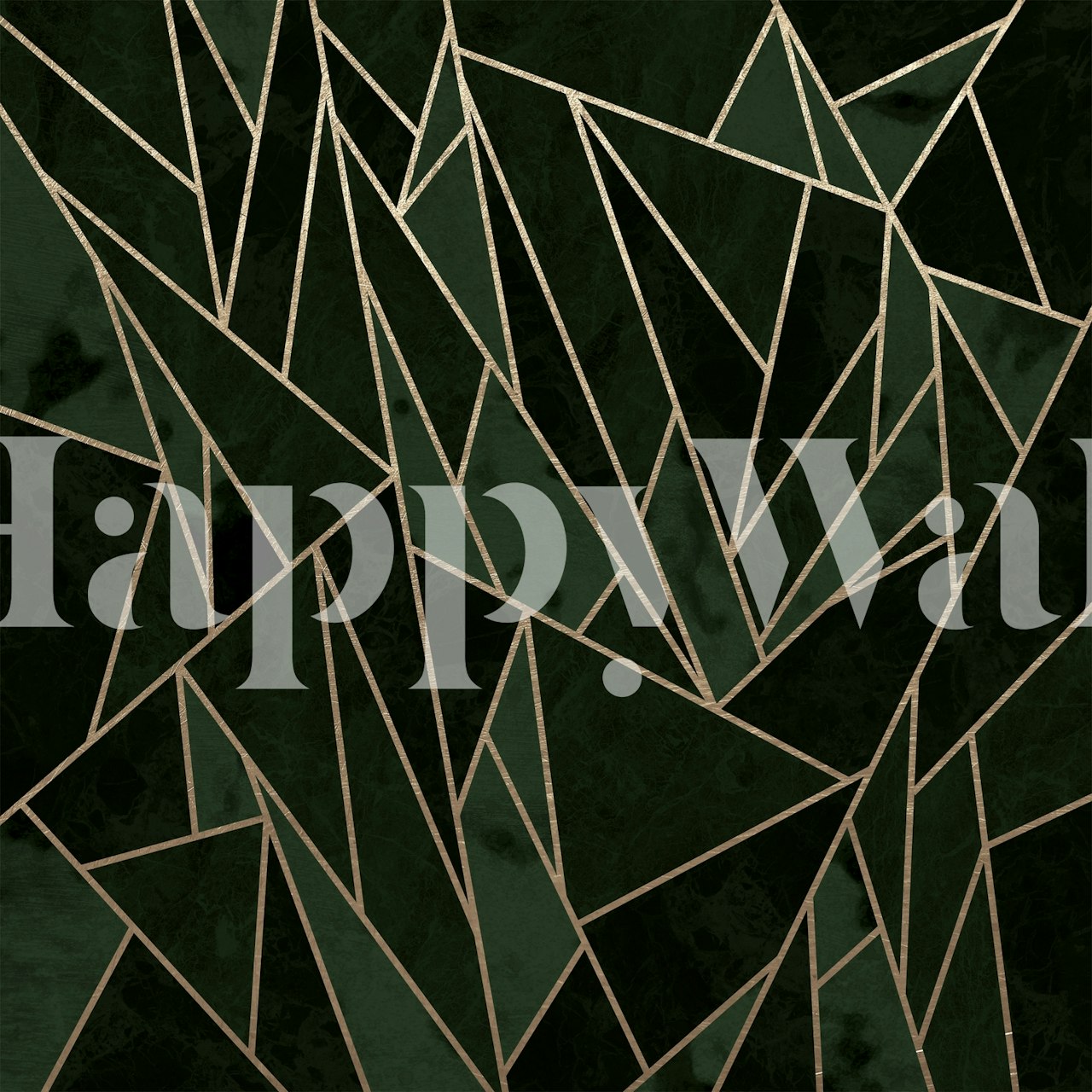 Papel pintado Dark Emerald Shattered Mosaic en la habitación