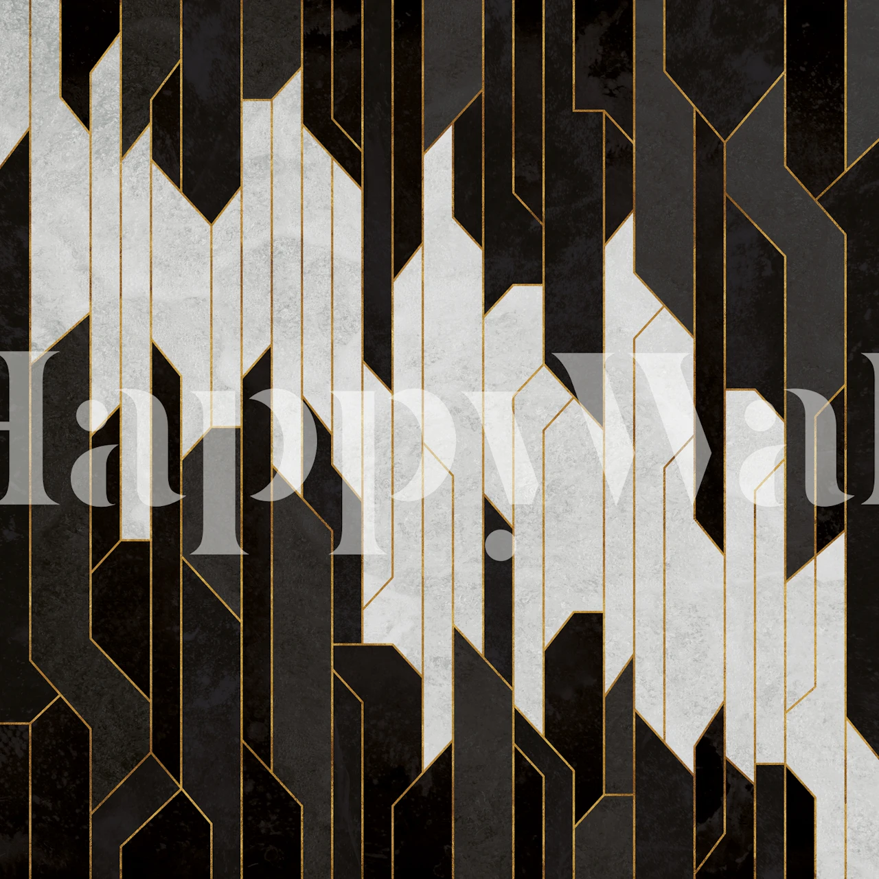 Charcoal and White Geometric wallpaper in a room