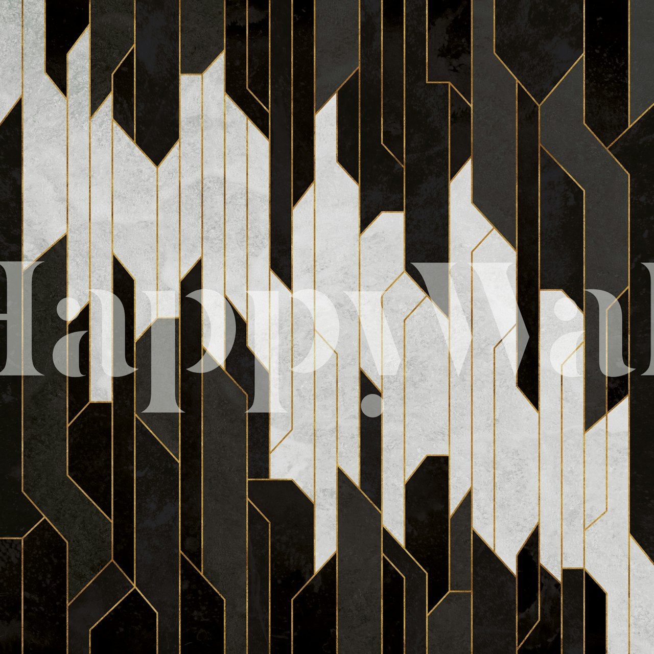 Carta da parati Charcoal and White Geometric in una stanza