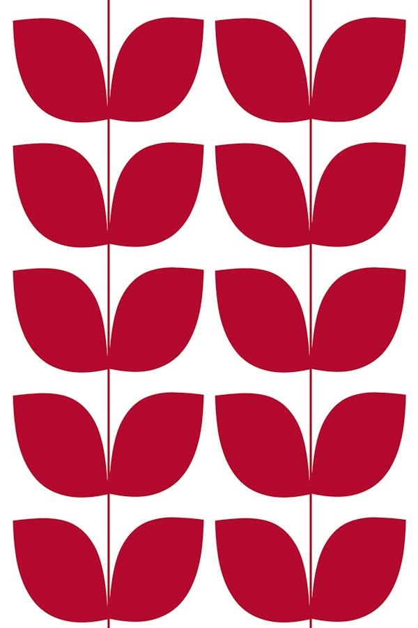 Mid Century Leaves Red