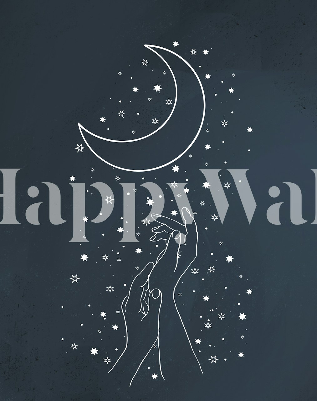 Hands reaching for the moon wallpaper design