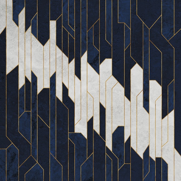 Navy and White Marble Geometry