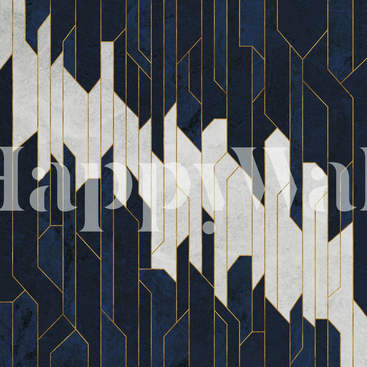 Navy and Blue Marble Geometric Design Wall Mural