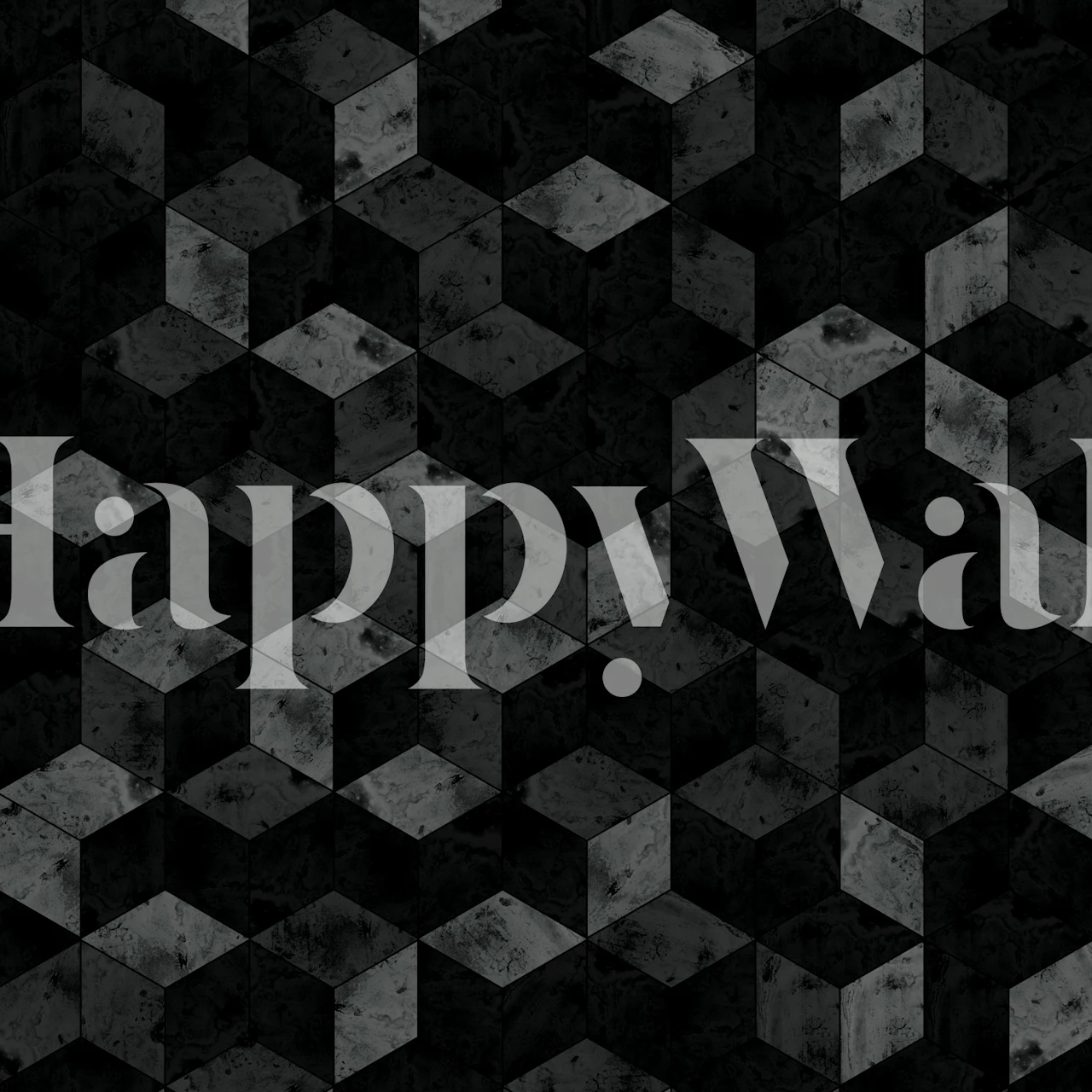 Dark Marble Cubes wall mural with geometric 3D design in shades of black and gray