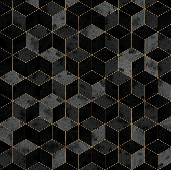Dark Marble Cubes and Gold