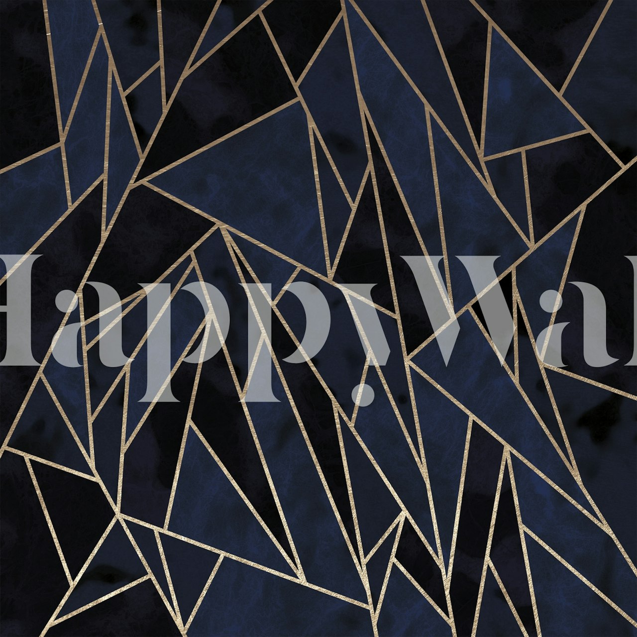 Dark navy and gold geometric triangle pattern wall mural